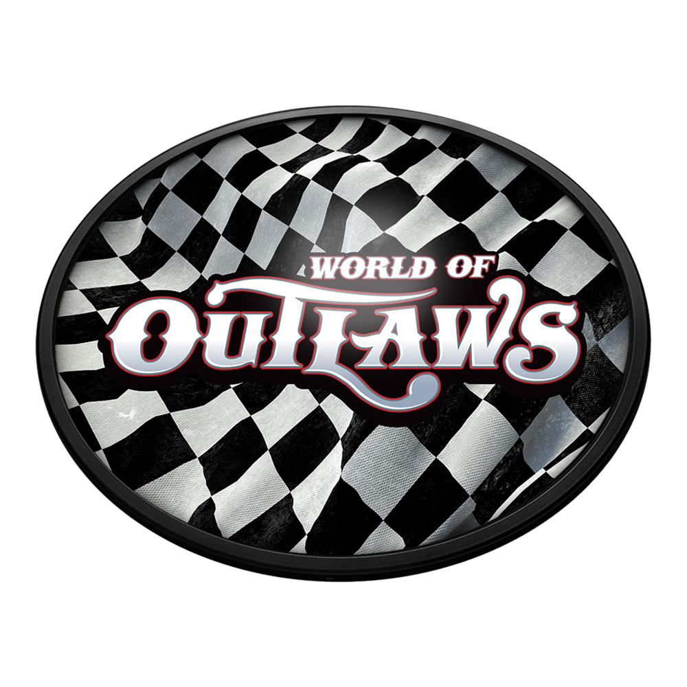 World of Outlaws: Checkered Flag - Oval Slimline Lighted Wall Sign