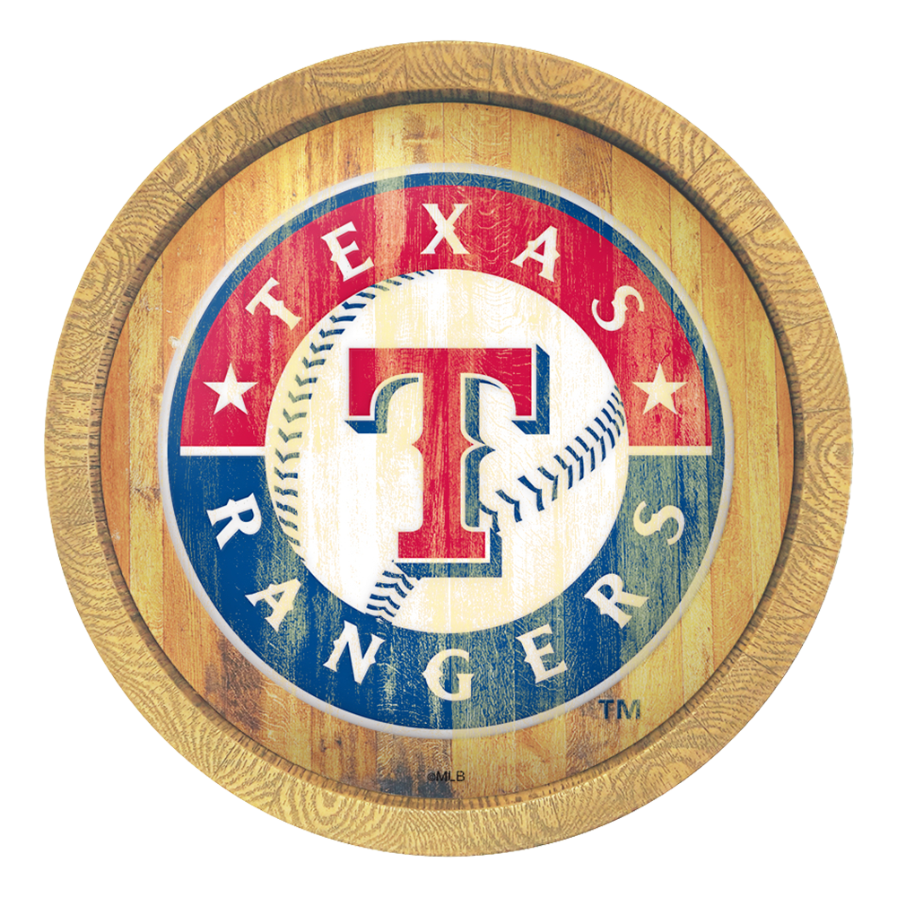 Texas Rangers Weathered "Faux" Barrel Top Sign  