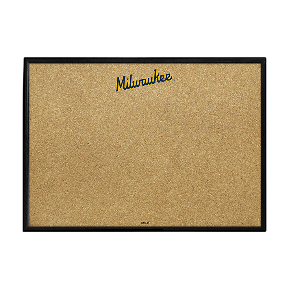 Milwaukee Brewers Wordmark - Framed Corkboard  