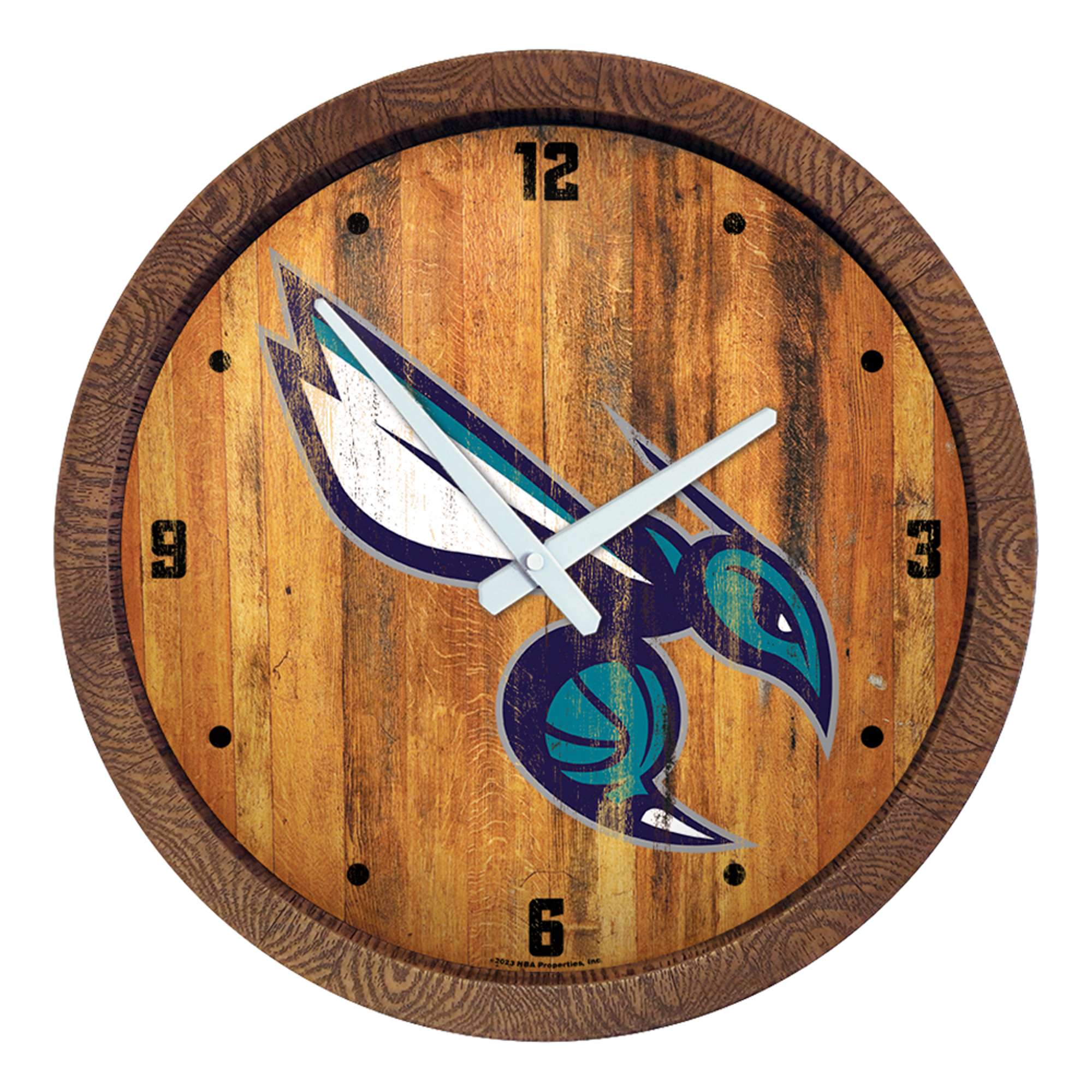 Charlotte Hornets: Logo - "Faux" Barrel Top Clock    