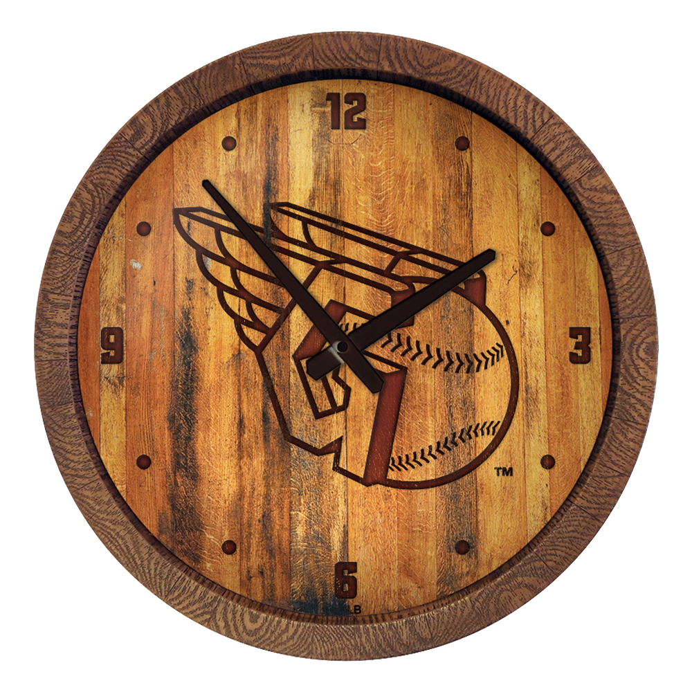 Cleveland Guardians Branded "Faux" Barrel Top Clock  