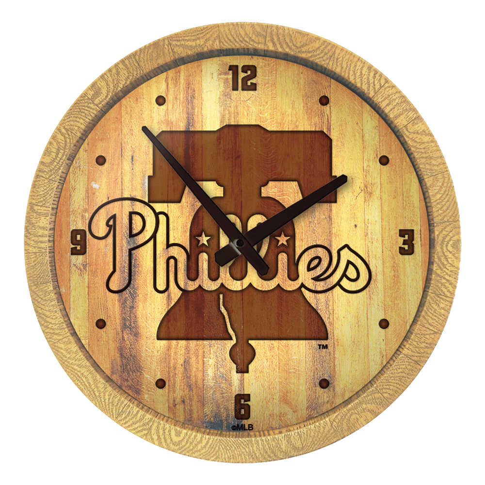 Philadelphia Phillies Branded "Faux" Barrel Top Clock  