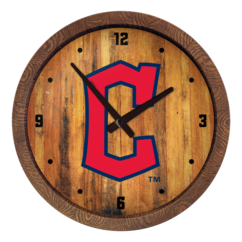 Cleveland Guardians Logo - "Faux" Barrel Top Clock  