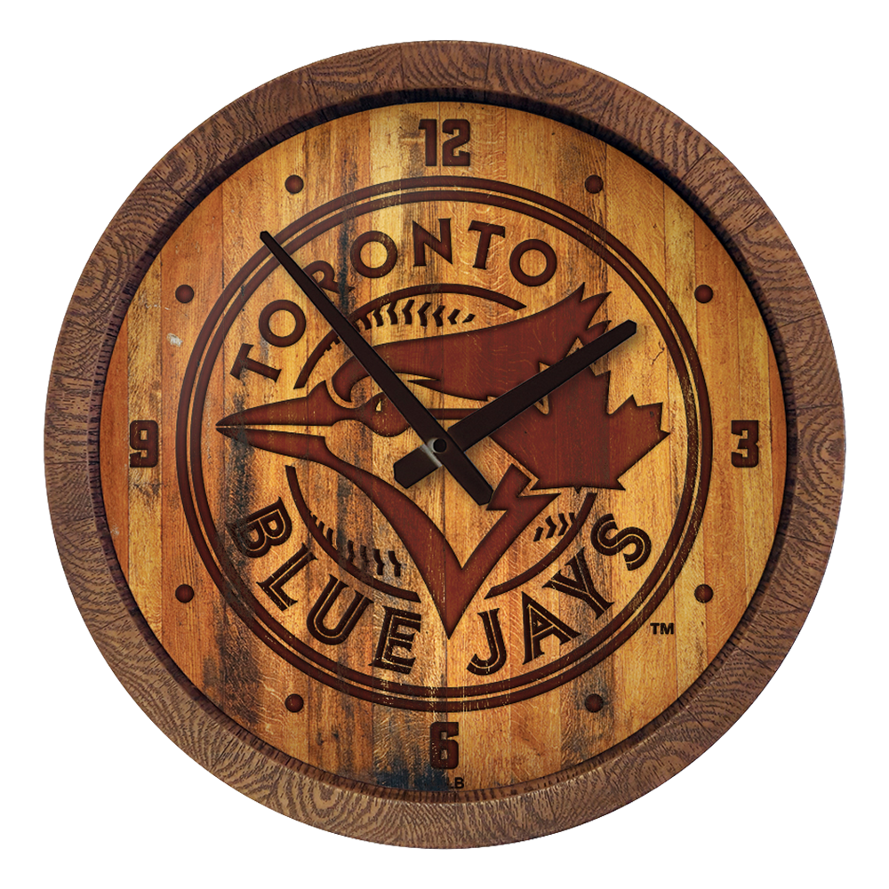 Toronto Blue Jays Branded "Faux" Barrel Top Clock  