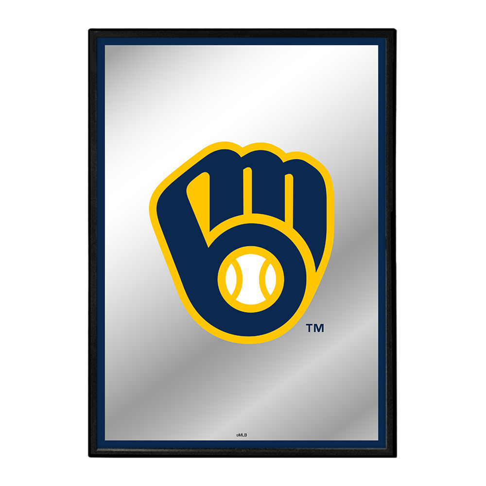 Milwaukee Brewers Vertical Framed Mirrored Wall Sign  