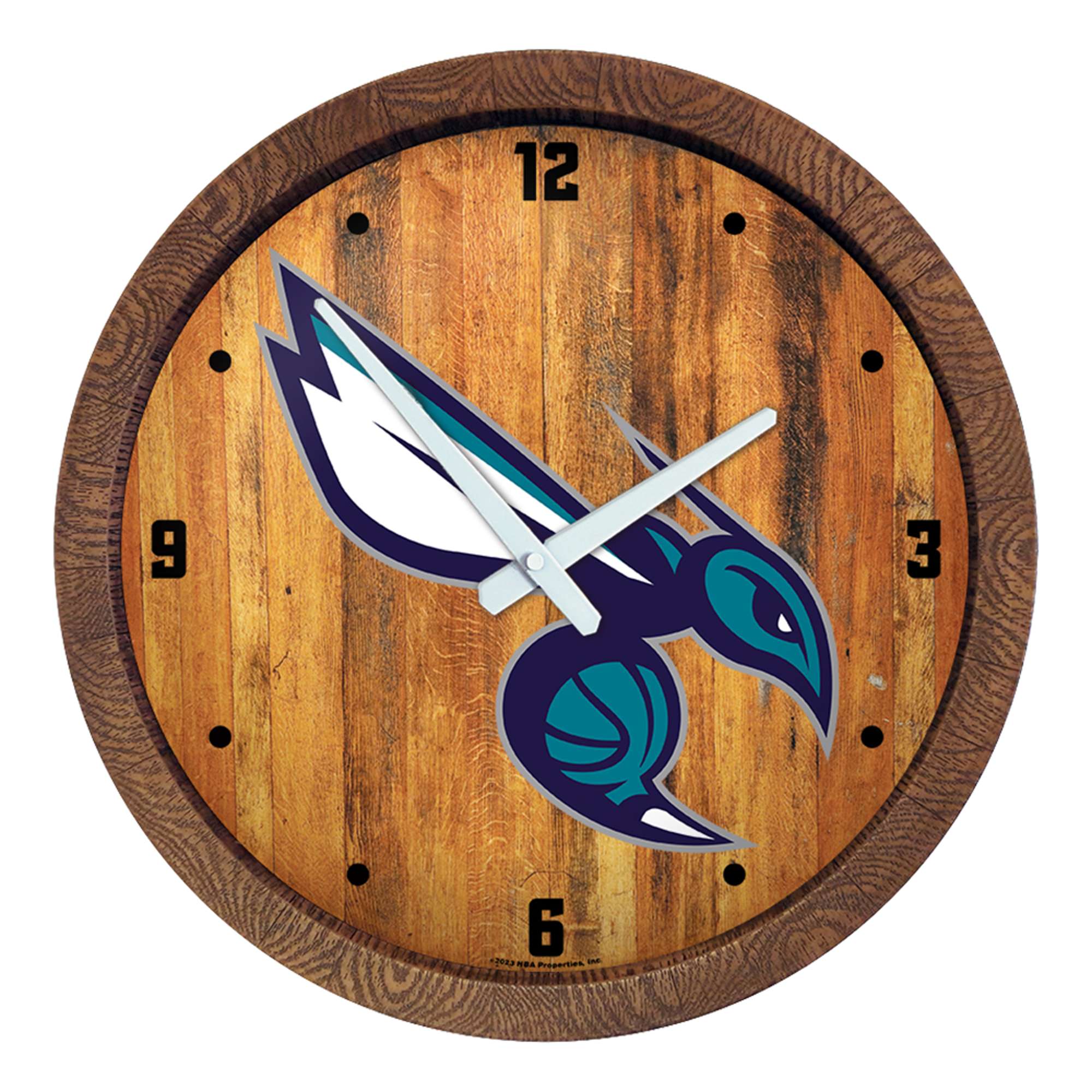 Charlotte Hornets: Logo - "Faux" Barrel Top Clock    