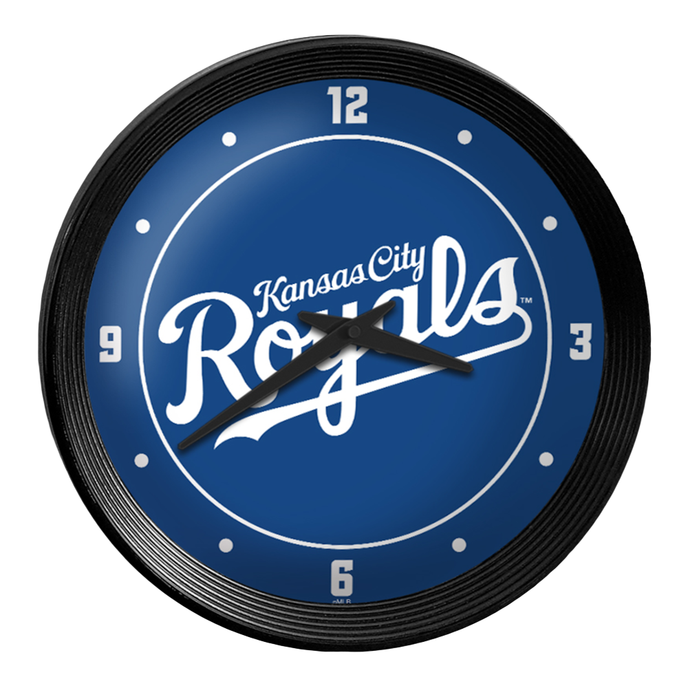 Kansas City Royals Wordmark - Ribbed Frame Wall Clock  