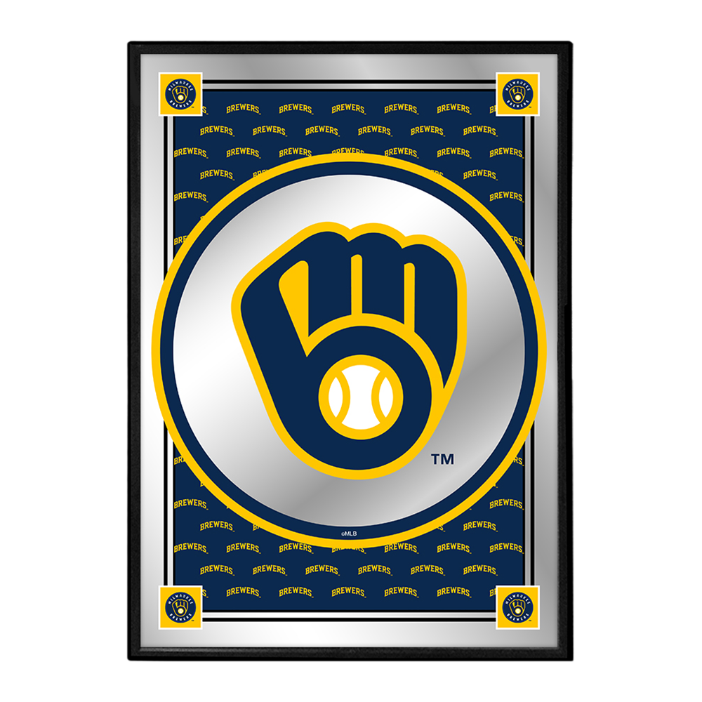 Milwaukee Brewers Vertical Team Spirit - Framed Mirrored Wall Sign  