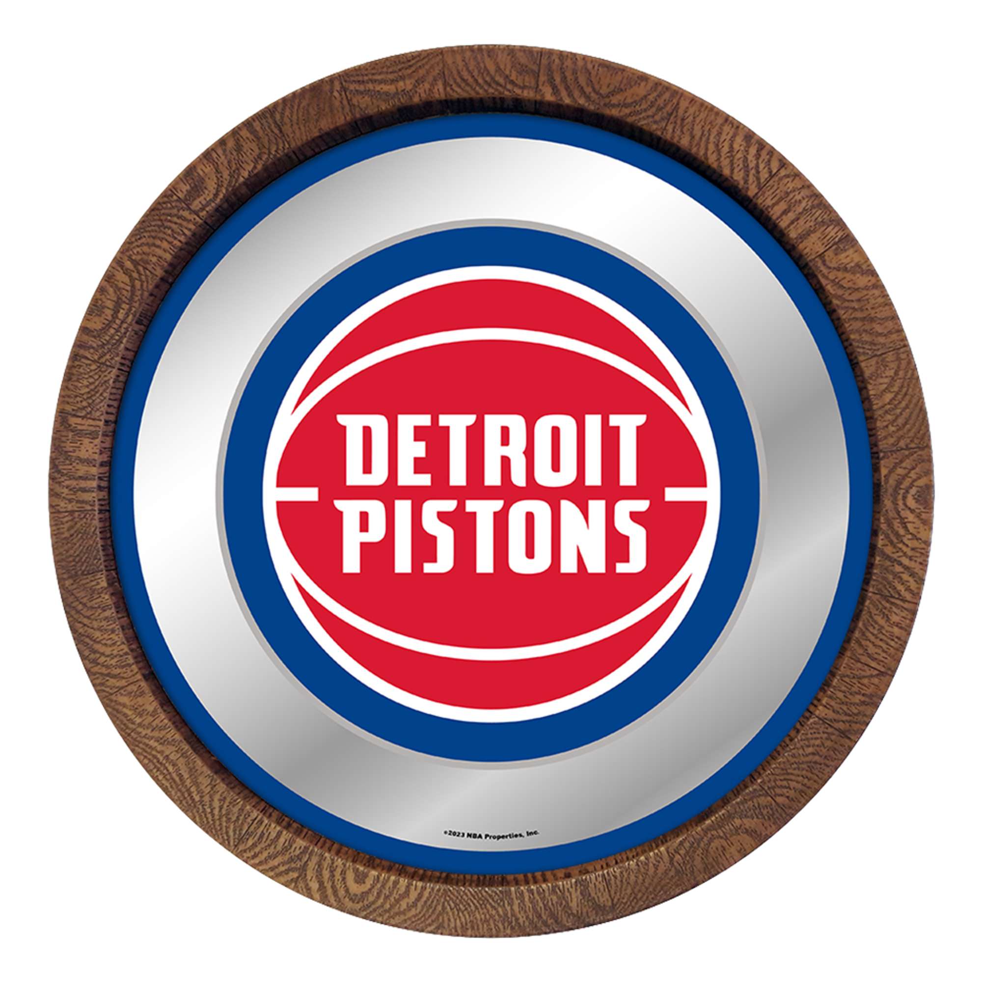 Detroit Pistons: "Faux" Barrel Top Mirrored Wall Sign    