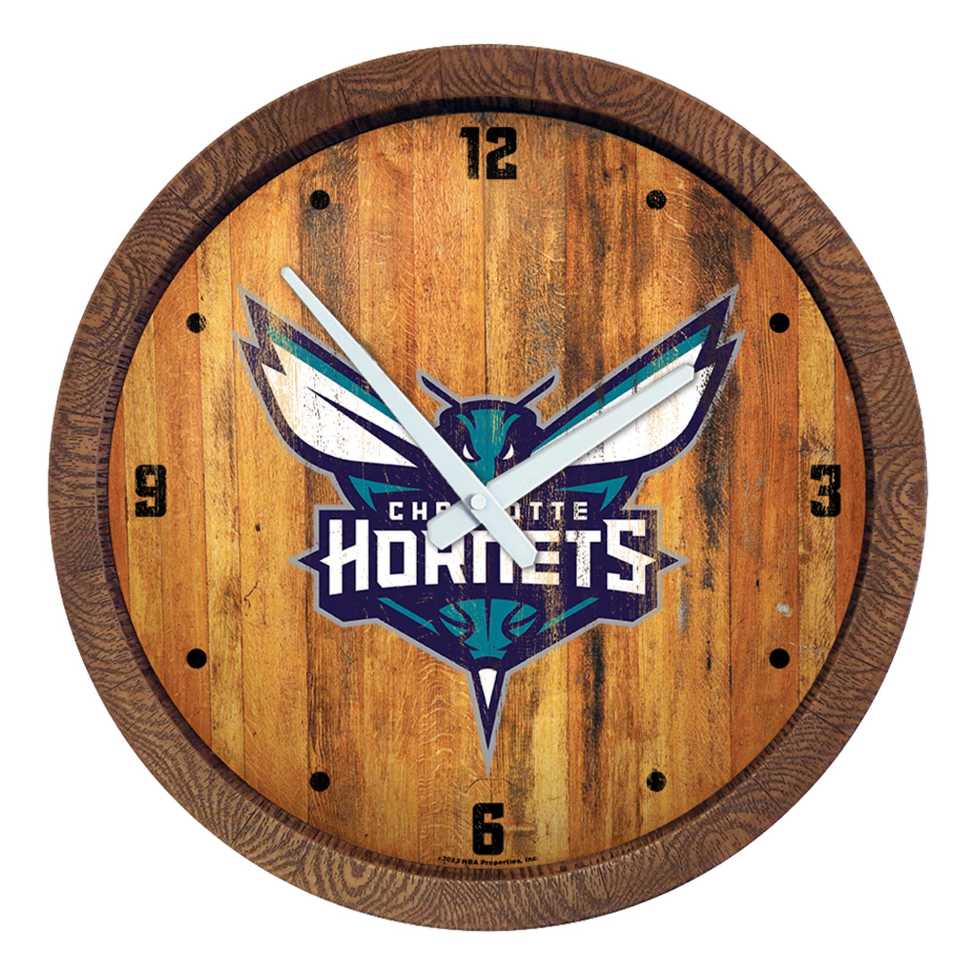 Charlotte Hornets: "Faux" Barrel Top Clock    