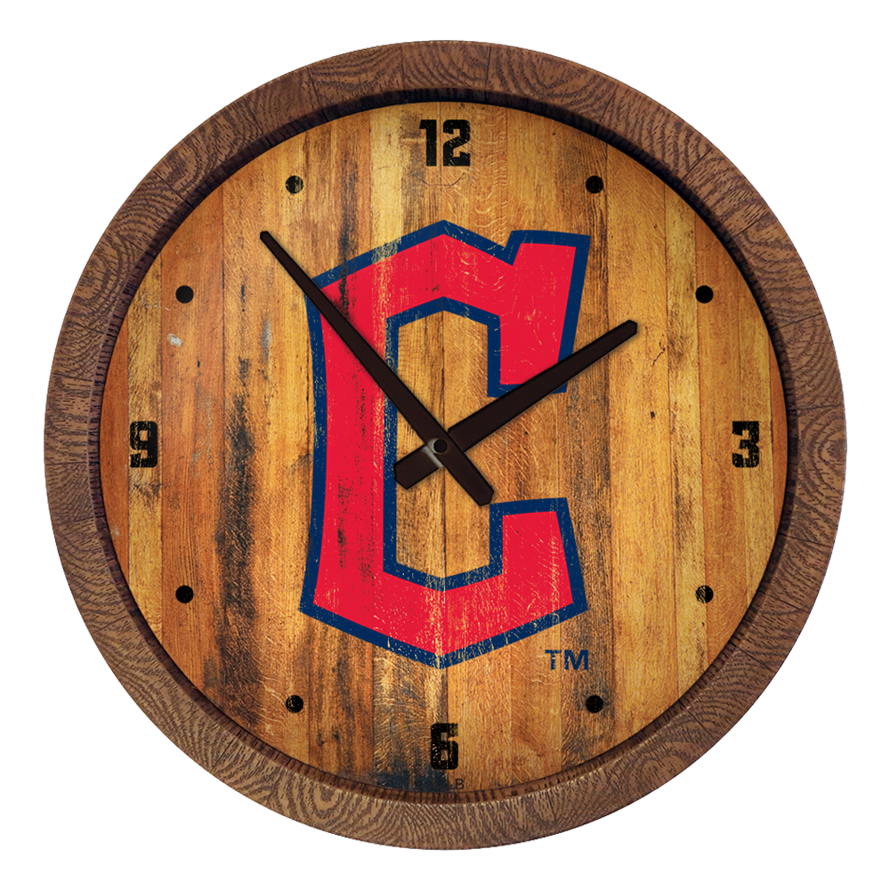 Cleveland Guardians Logo - Weathered "Faux" Barrel Top Clock  