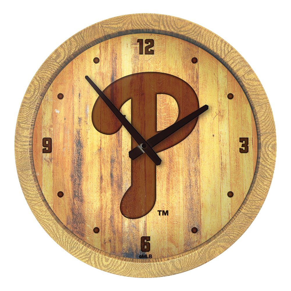 Philadelphia Phillies Logo - Branded "Faux" Barrel Top Clock  