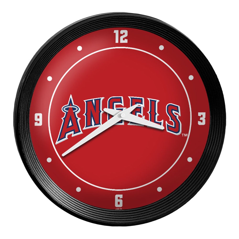 Los Angeles Angels Wordmark - Ribbed Frame Wall Clock  