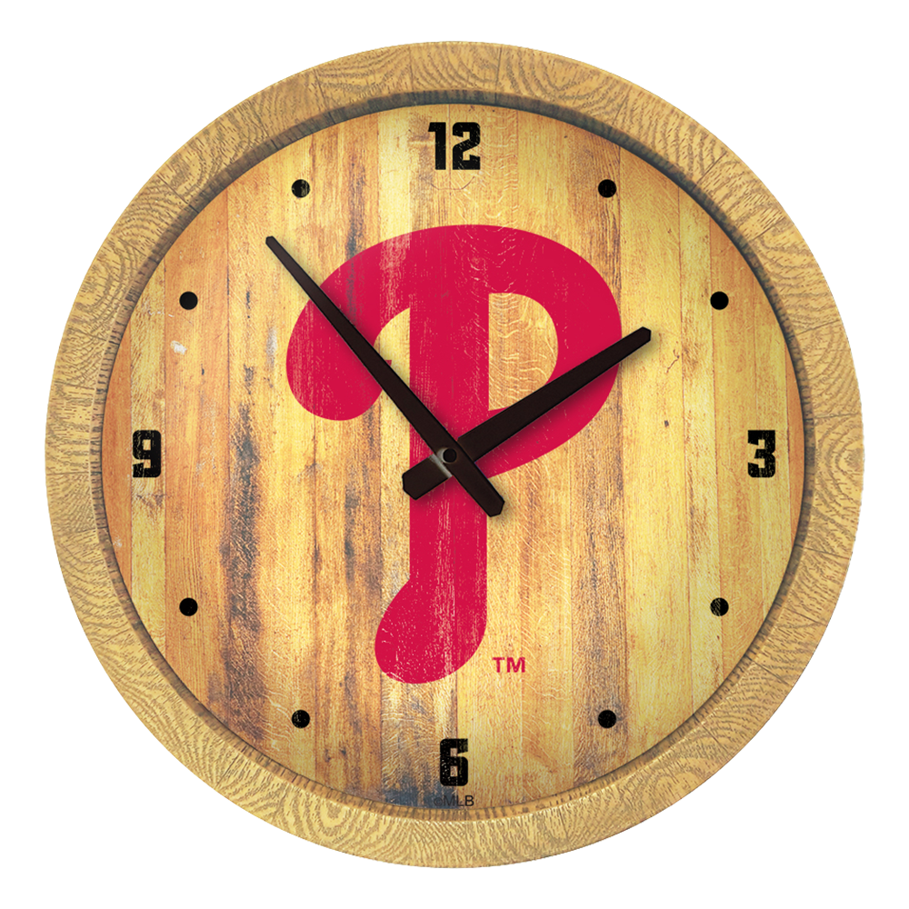 Philadelphia Phillies Logo - Weathered "Faux" Barrel Top Clock  