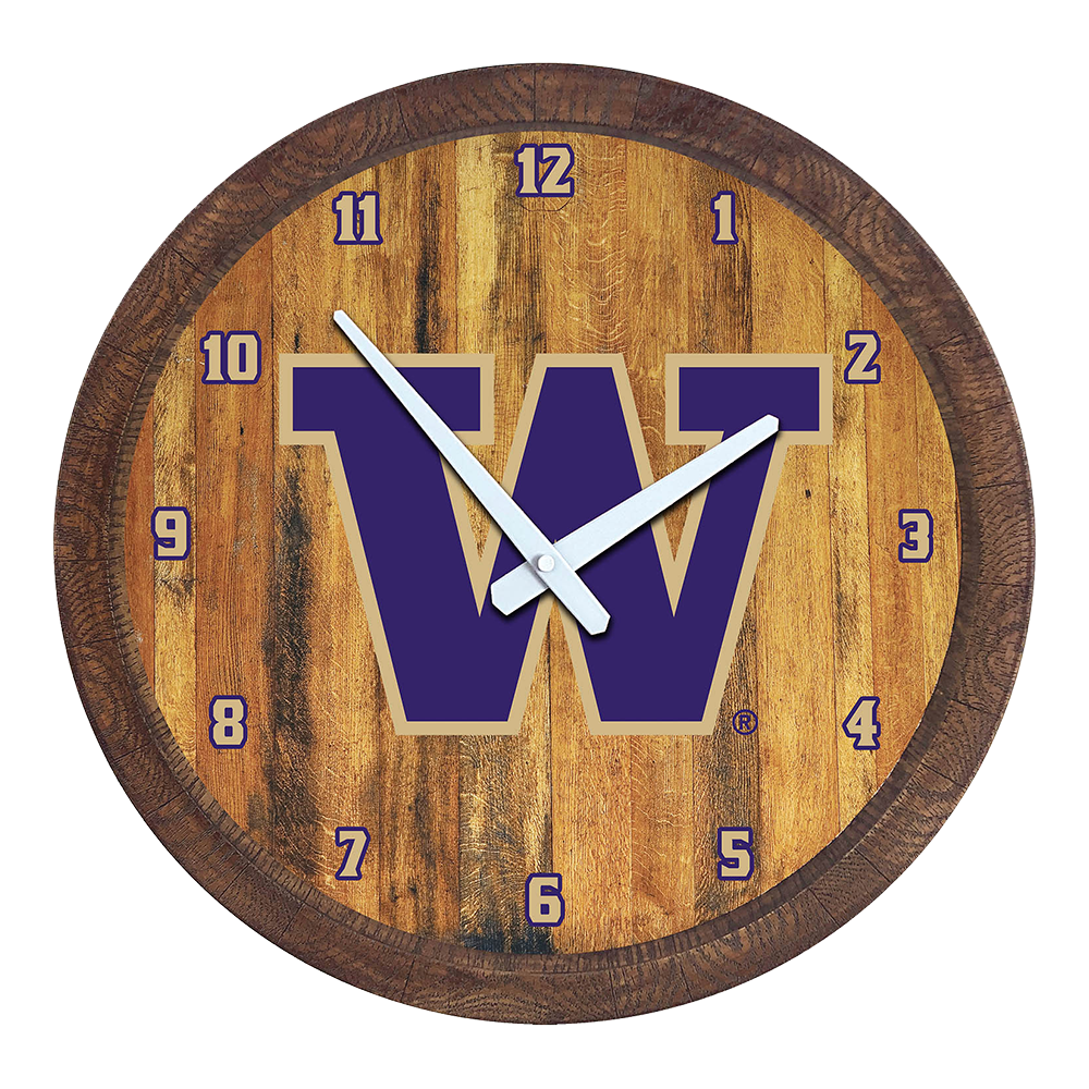 Washington Huskies Faux Barrel Top Wall Clock  