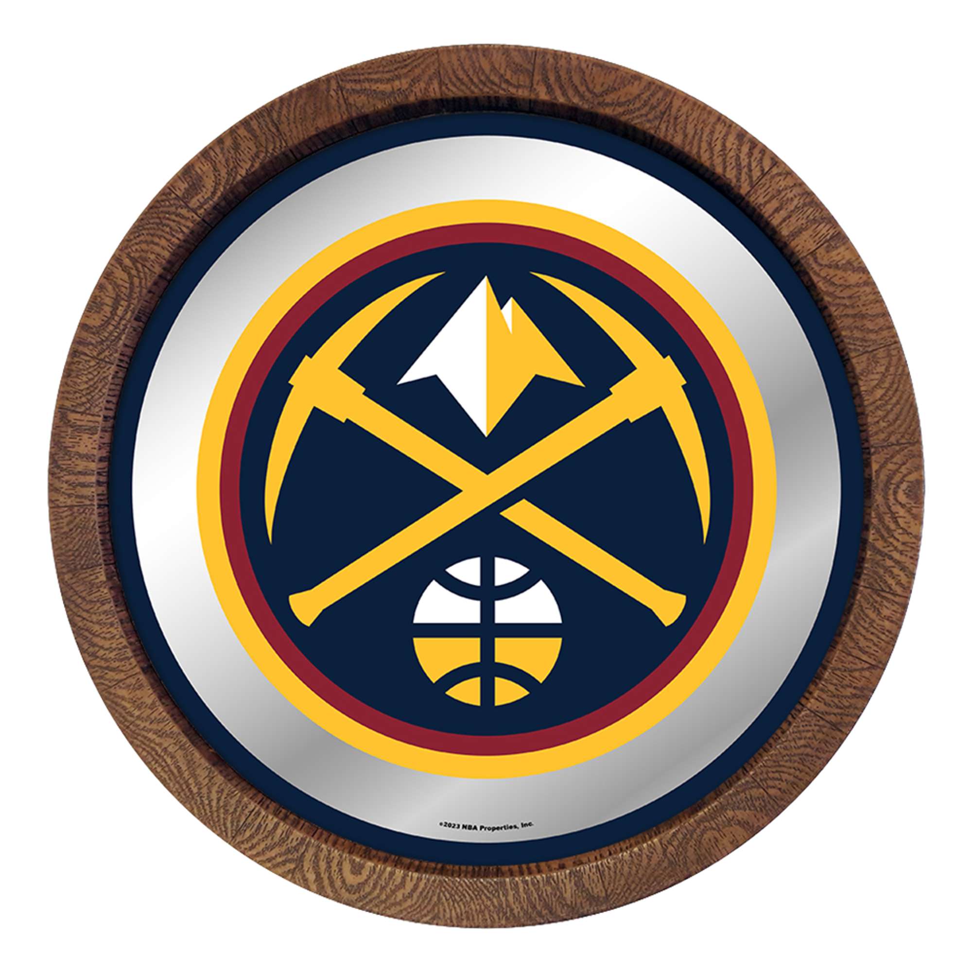 Denver Nuggets: "Faux" Barrel Top Mirrored Wall Sign    