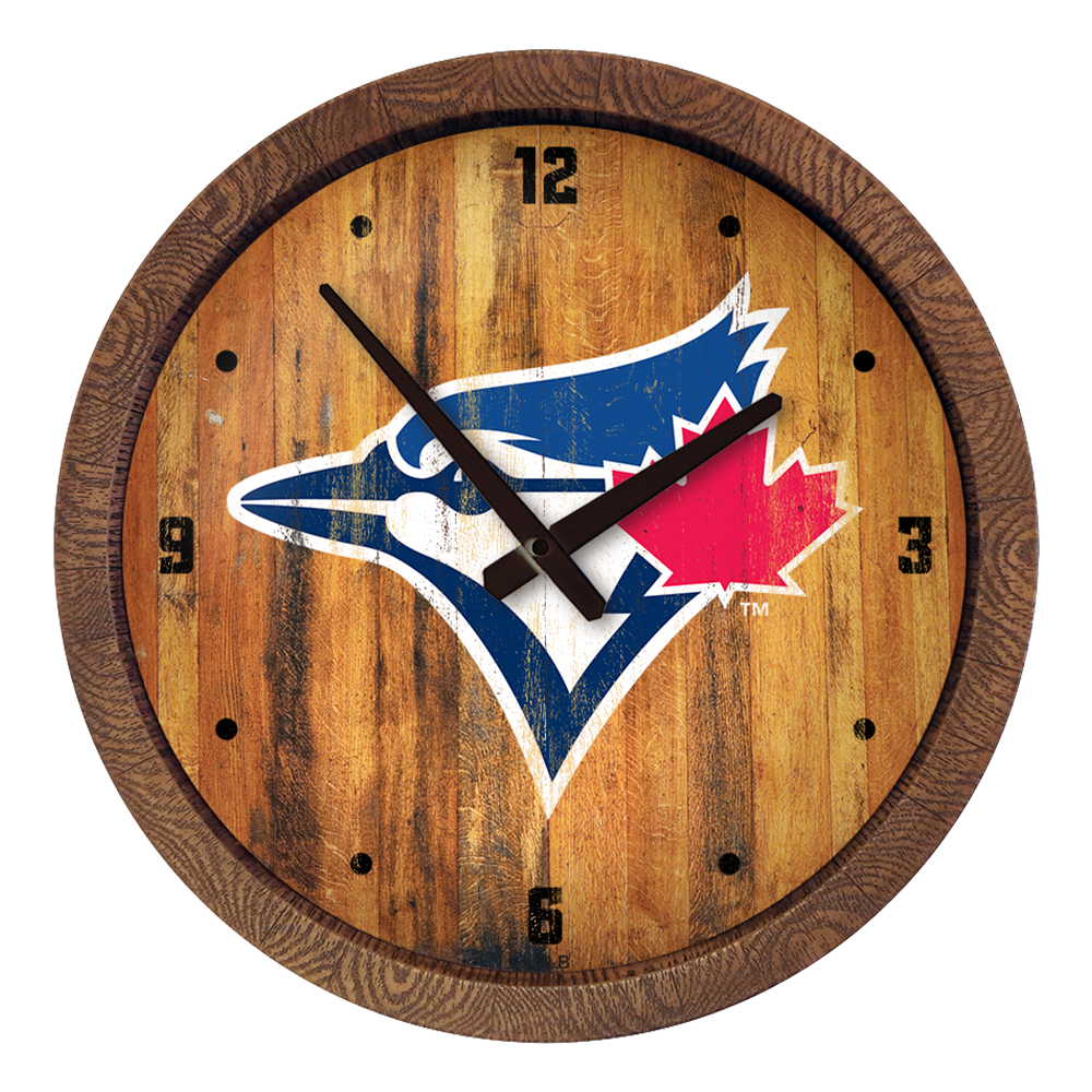 Toronto Blue Jays Logo - Weathered "Faux" Barrel Top Clock  
