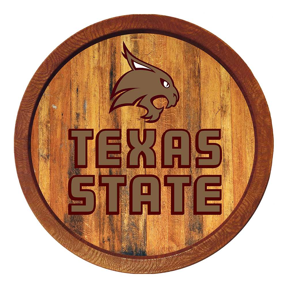 Texas State Bobcats "Faux" Barrel Top Sign  