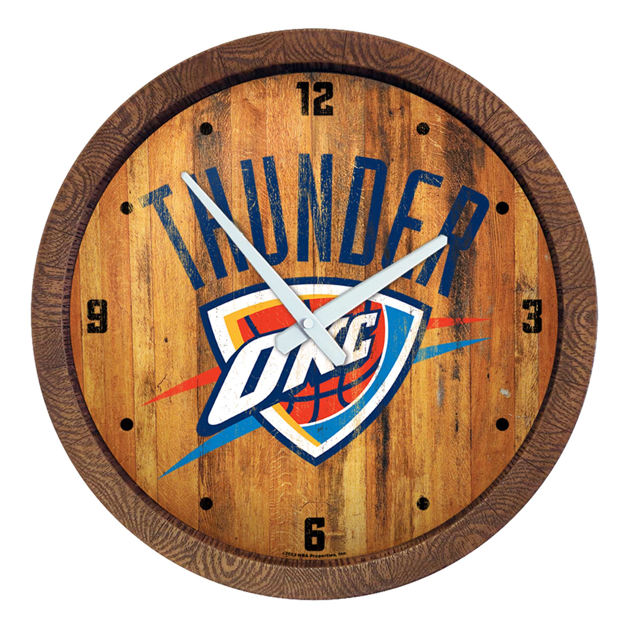 Oklahoma City Thunder: Logo - "Faux" Barrel Top Clock    