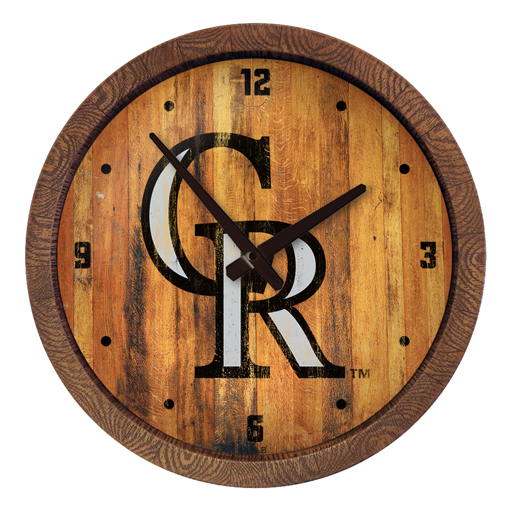 Colorado Rockies Weathered "Faux" Barrel Top Clock  