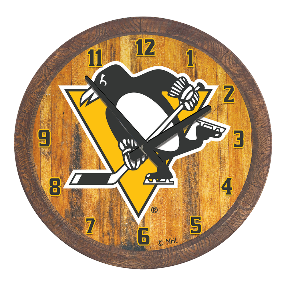 Pittsburgh Penguins "Faux" Barrel Top Wall Clock  