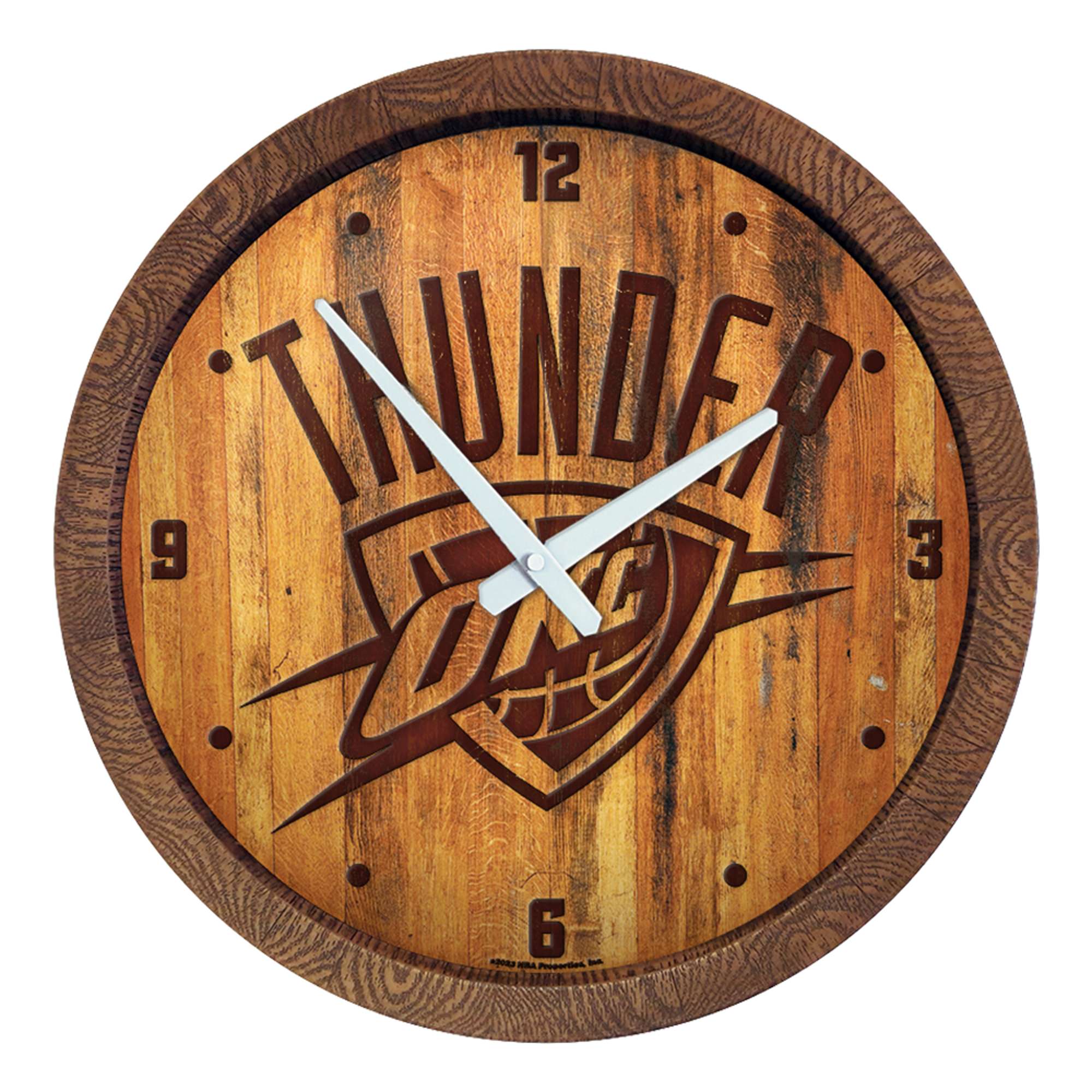 Oklahoma City Thunder: Logo - "Faux" Barrel Top Clock    