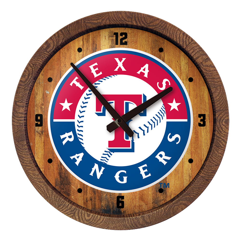 Texas Rangers "Faux" Barrel Top Clock  