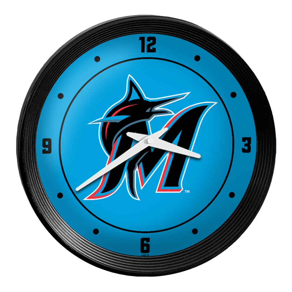 Miami Marlins Logo - Ribbed Frame Wall Clock  