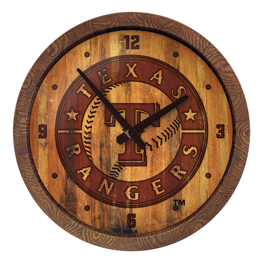Texas Rangers Branded "Faux" Barrel Top Clock  