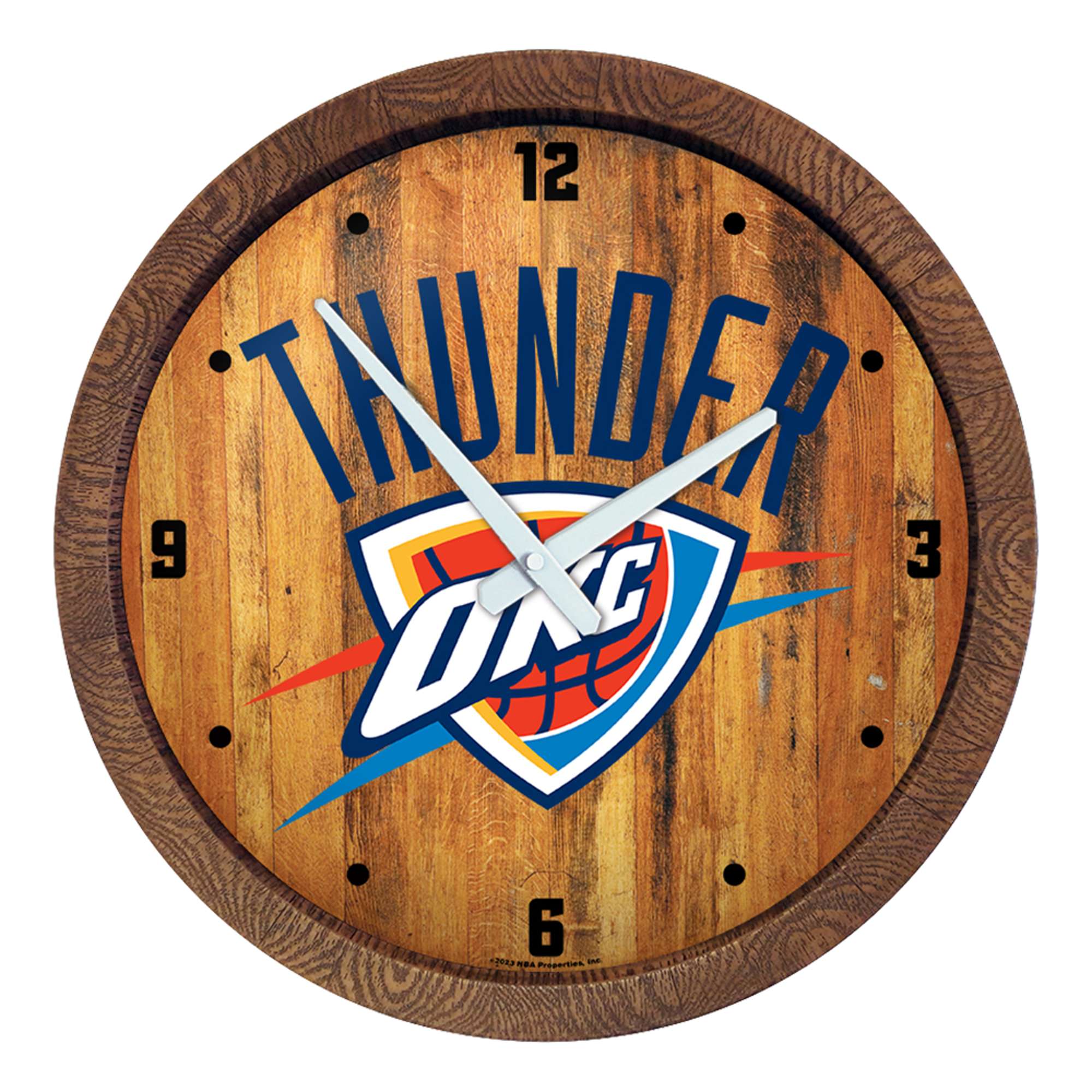 Oklahoma City Thunder: Logo - "Faux" Barrel Top Clock    