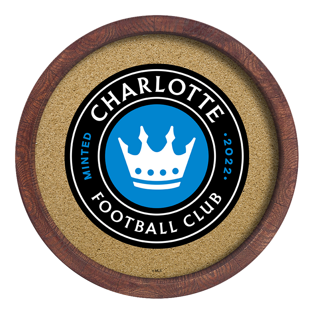 Charlotte FC: "Faux" Barrel Framed Cork Board  