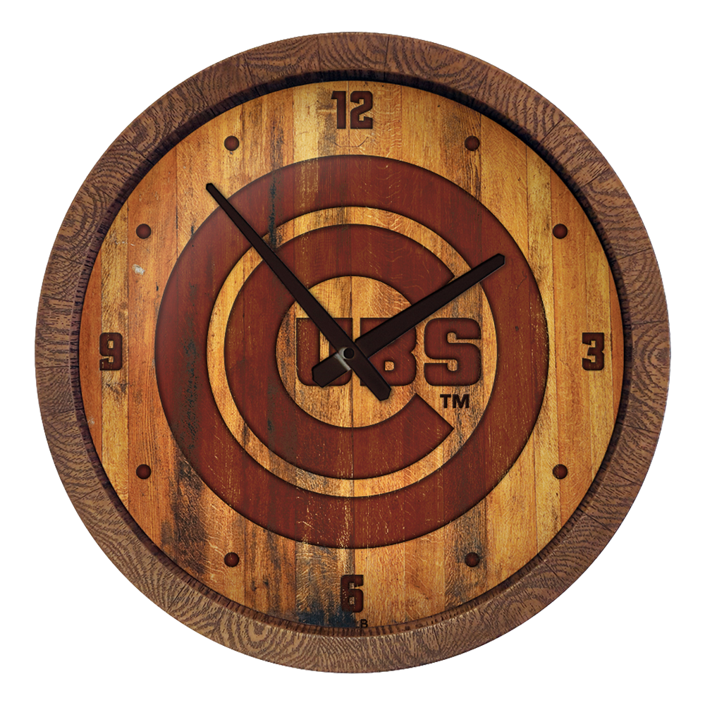Chicago Cubs Branded "Faux" Barrel Top Clock  