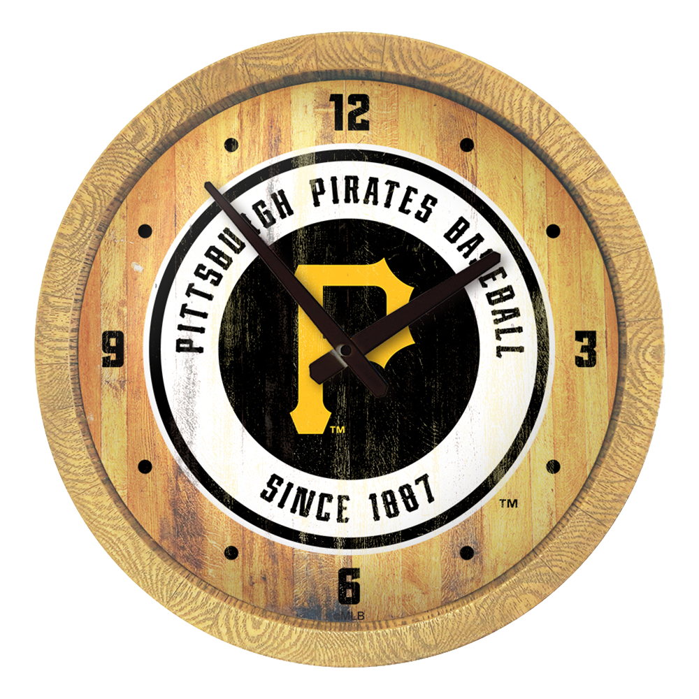 Pittsburgh Pirates Weathered "Faux" Barrel Top Clock  