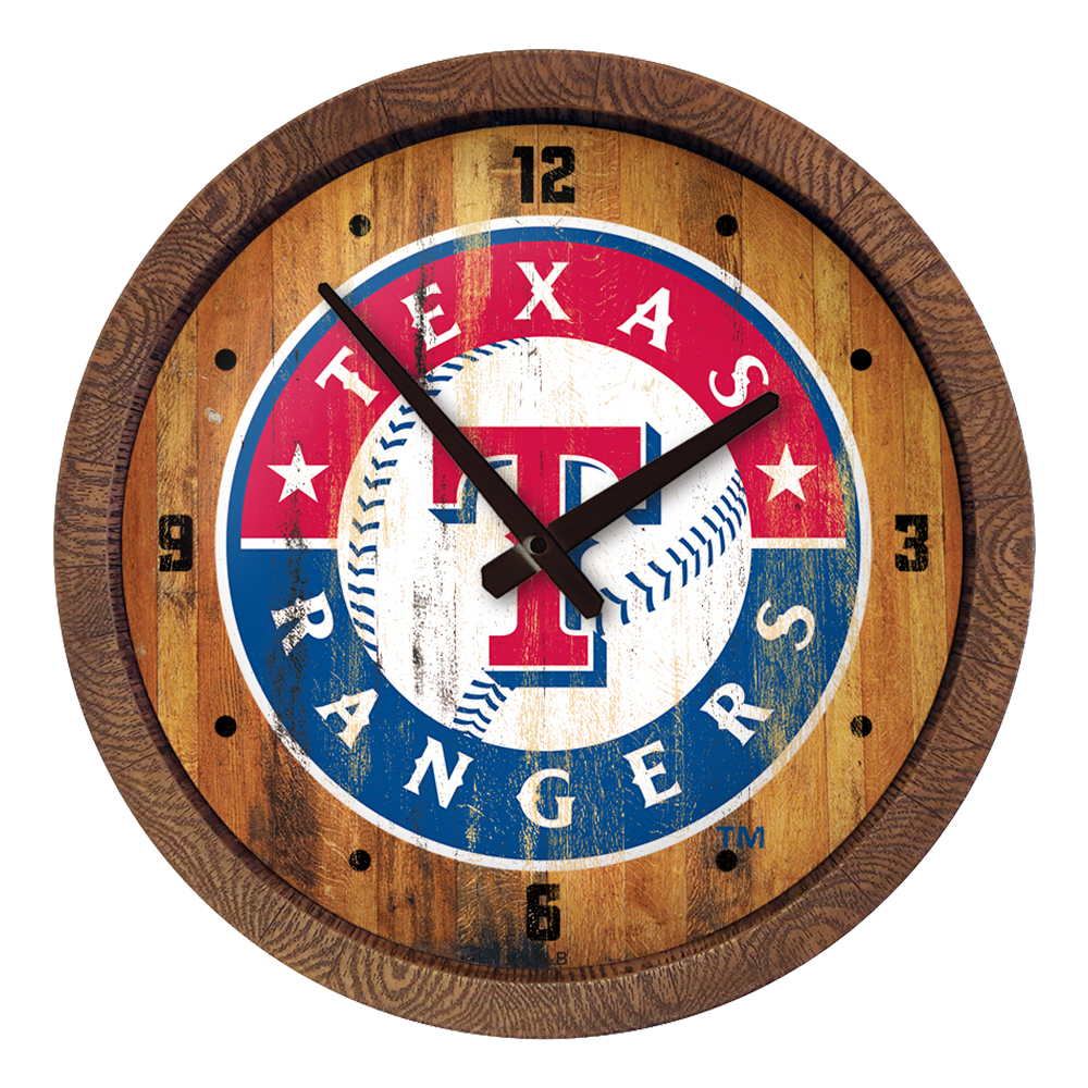 Texas Rangers Weathered "Faux" Barrel Top Clock  