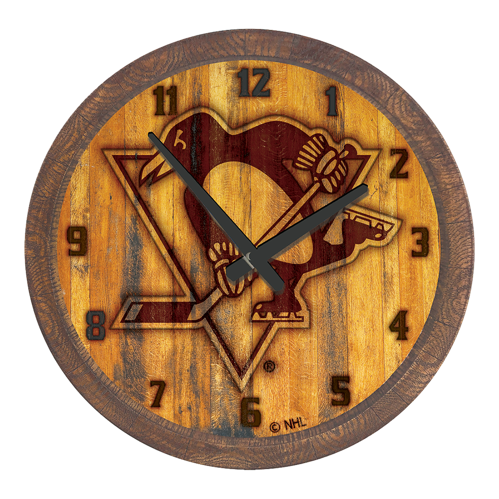 Pittsburgh Penguins Branded "Faux" Barrel Top Wall Clock  