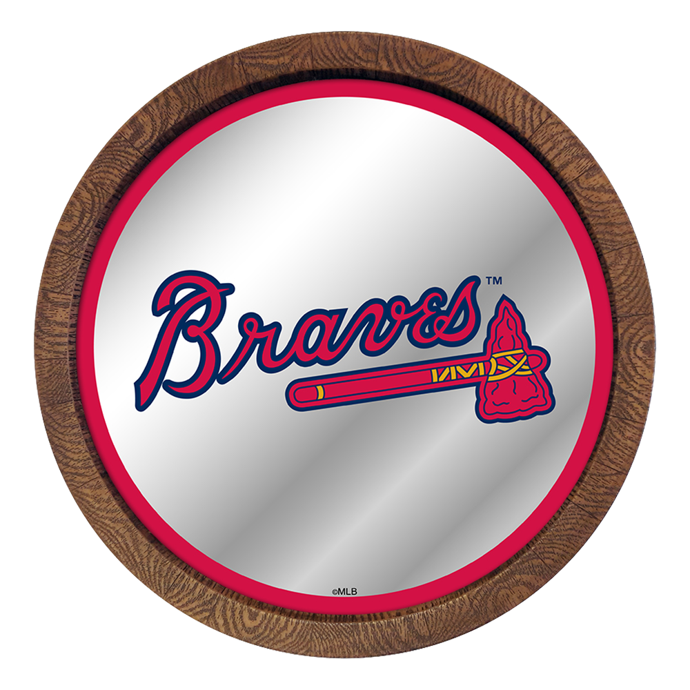 Atlanta Braves "Faux" Barrel Top Mirrored Wall Sign  