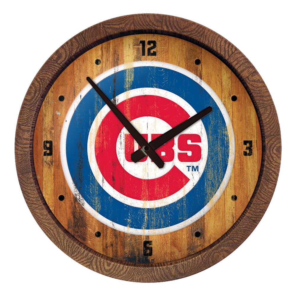 Chicago Cubs Weathered "Faux" Barrel Top Clock  