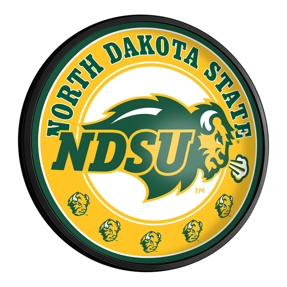 North Dakota State Bison Round Slimline Lighted Wall Sign  