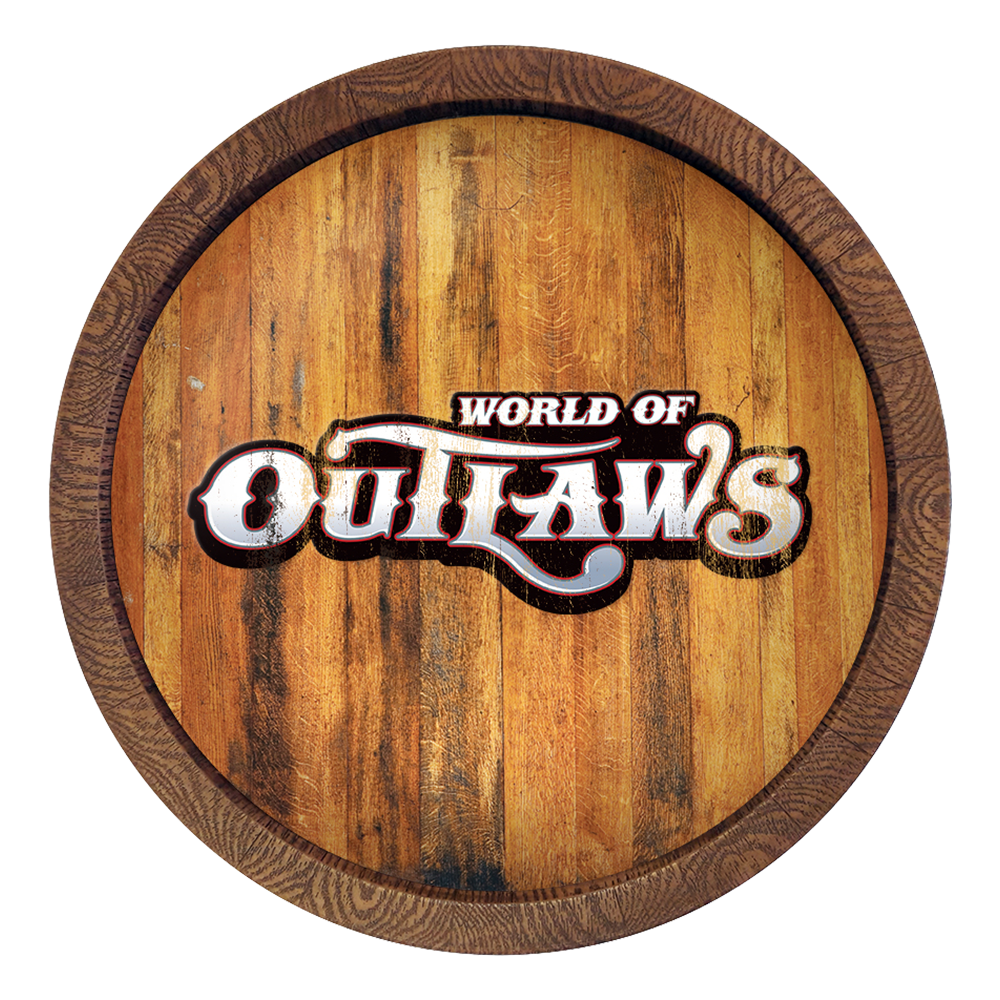 World of Outlaws: Weathered "Faux" Barrel Top Sign 