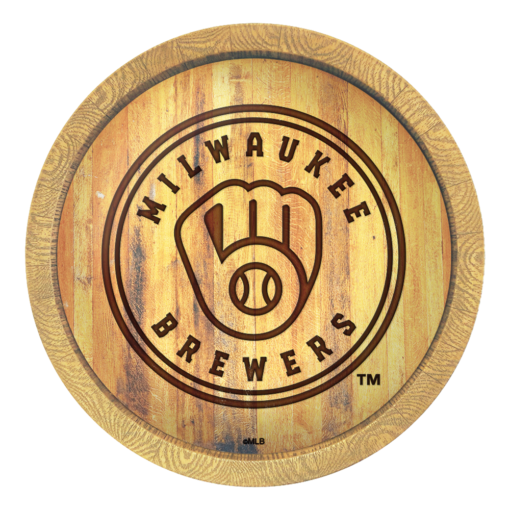 Milwaukee Brewers Branded "Faux" Barrel Top Sign  