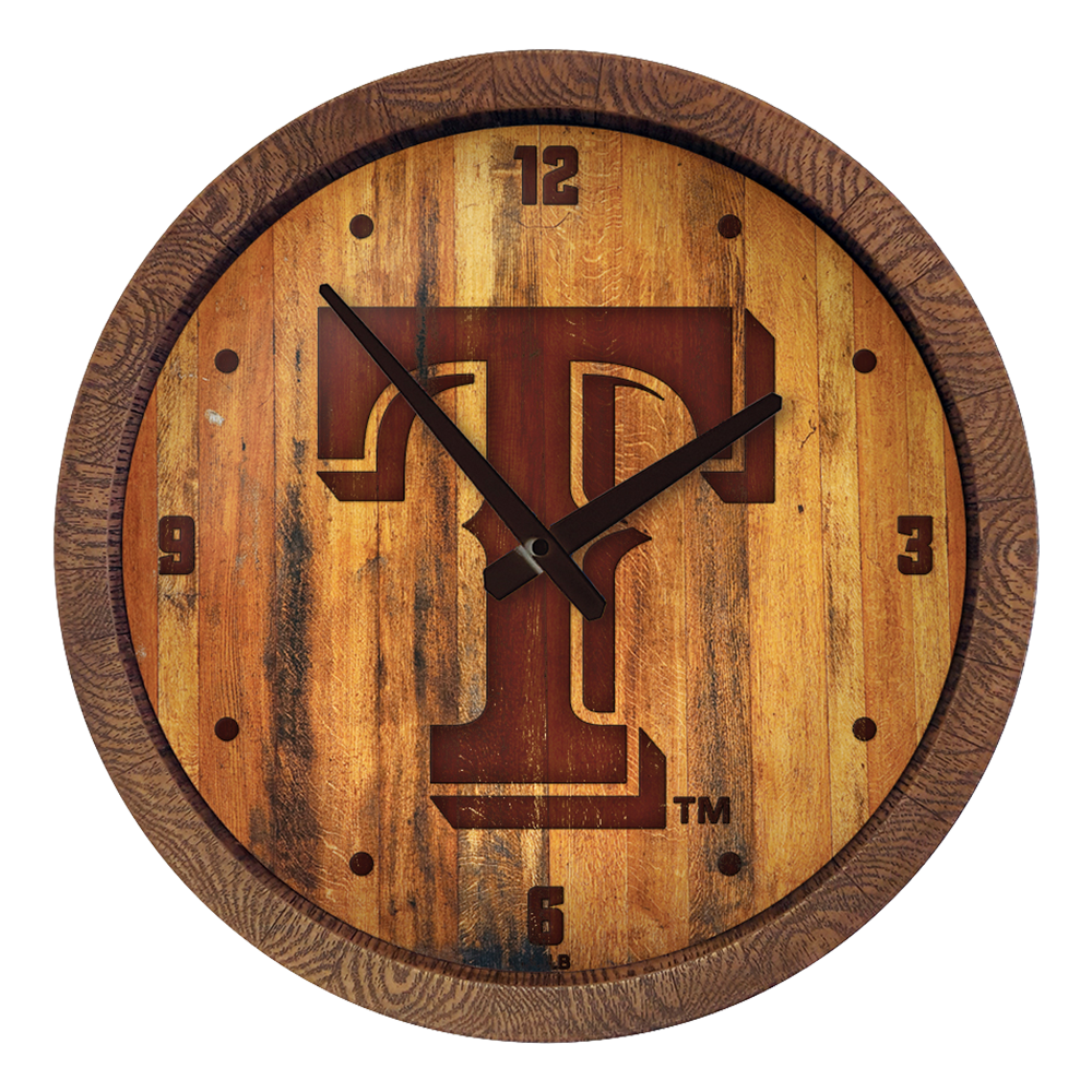 Texas Rangers Logo - Branded "Faux" Barrel Top Clock  