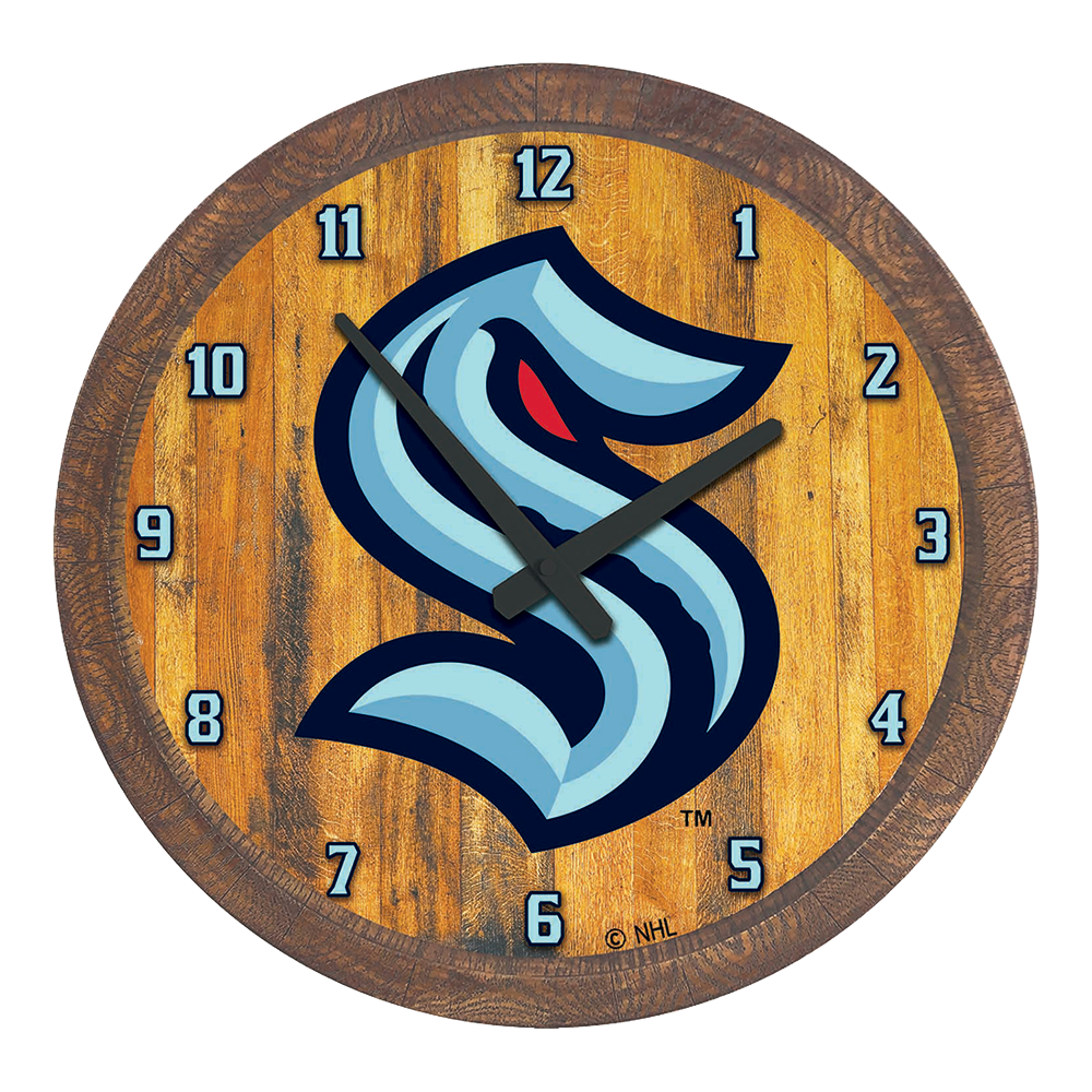 Seattle Kraken "Faux" Barrel Top Wall Clock  