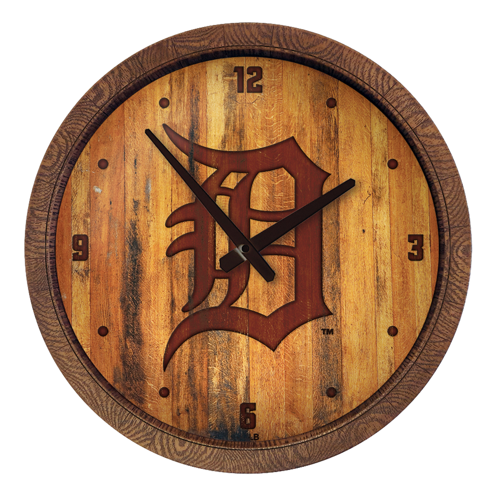 Detroit Tigers Branded "Faux" Barrel Top Clock  