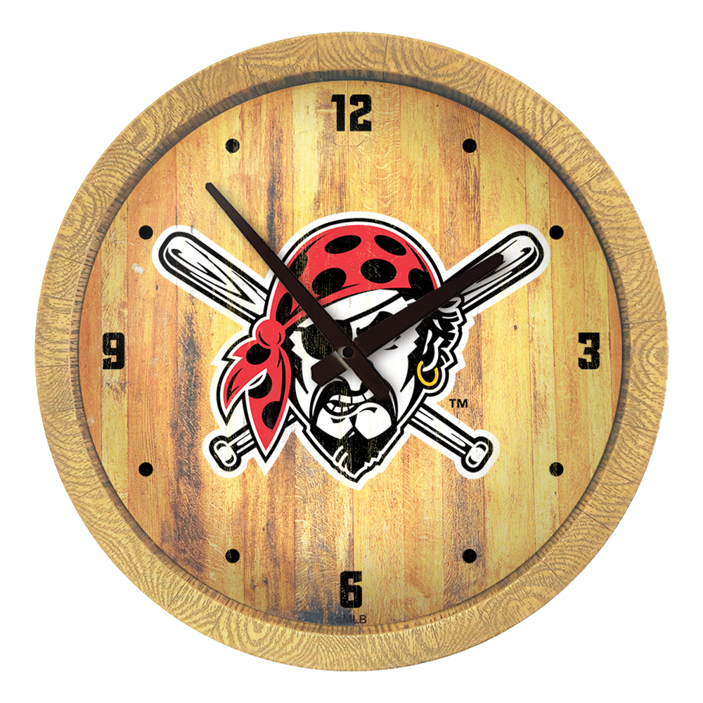 Pittsburgh Pirates Pirate - Weathered "Faux" Barrel Top Clock  