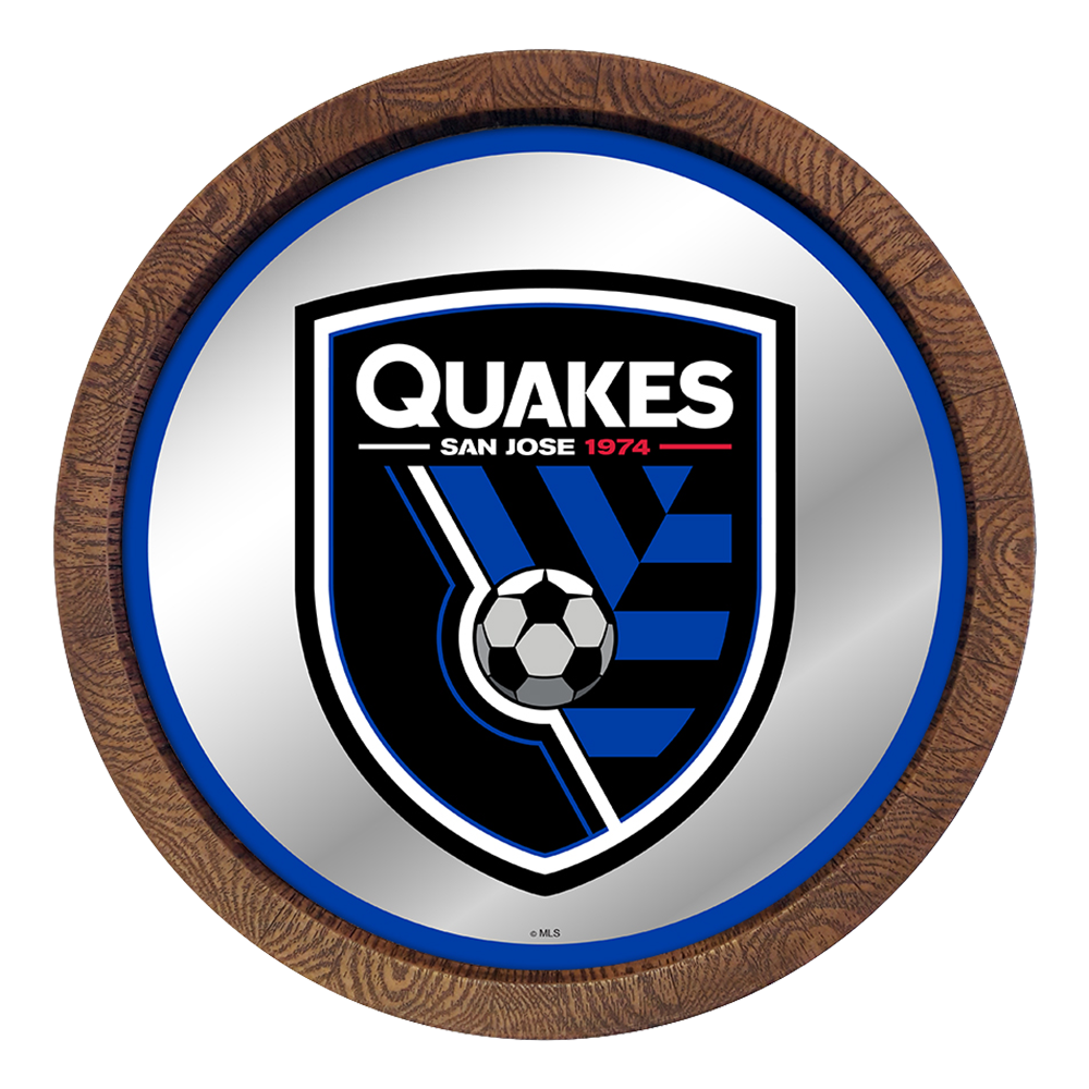 San Jose Earthquakes: Barrel Top Framed Mirror Mirrored Wall Sign  