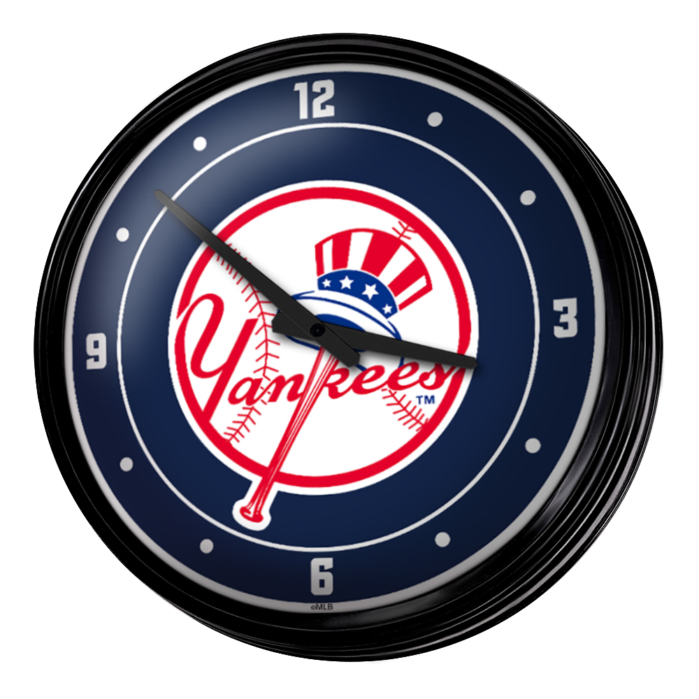 New York Yankees Logo - Retro Lighted Wall Clock  