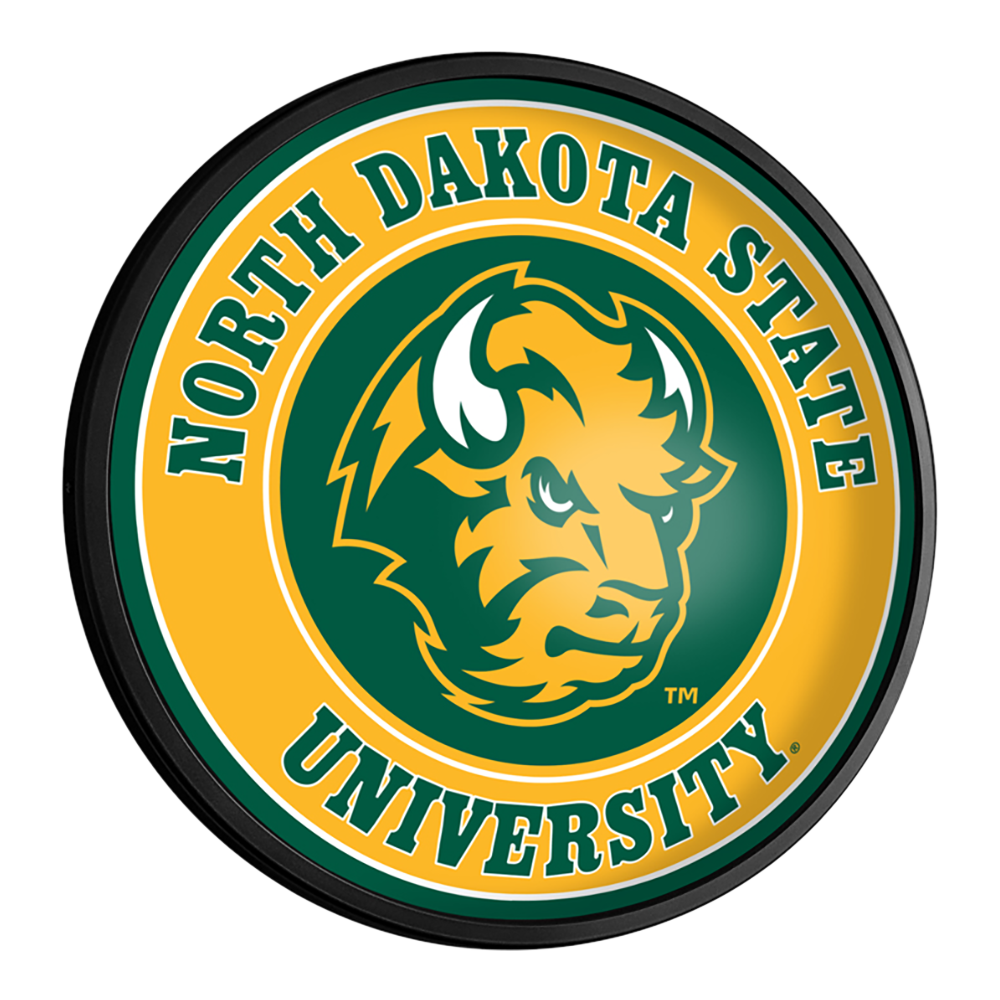 North Dakota State Bison Thundar - Round Slimline Lighted Wall Sign  