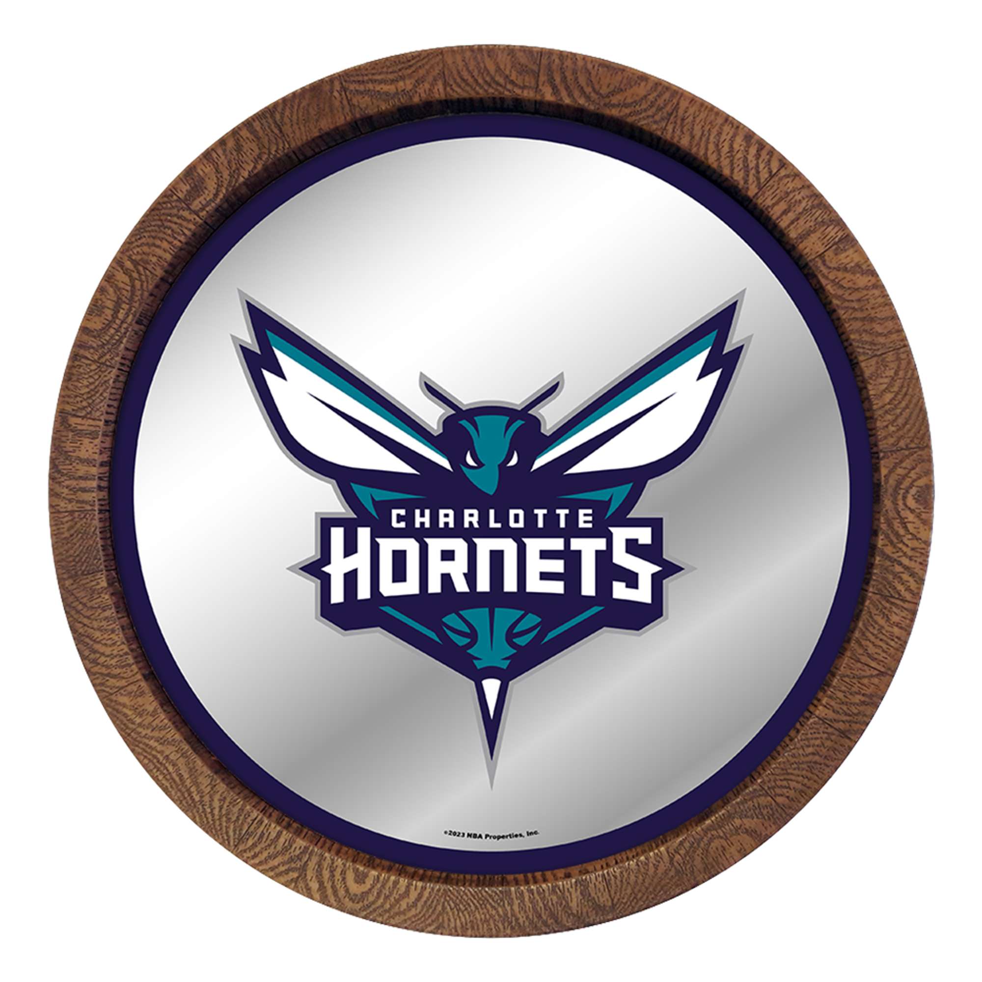 Charlotte Hornets: "Faux" Barrel Top Mirrored Wall Sign    