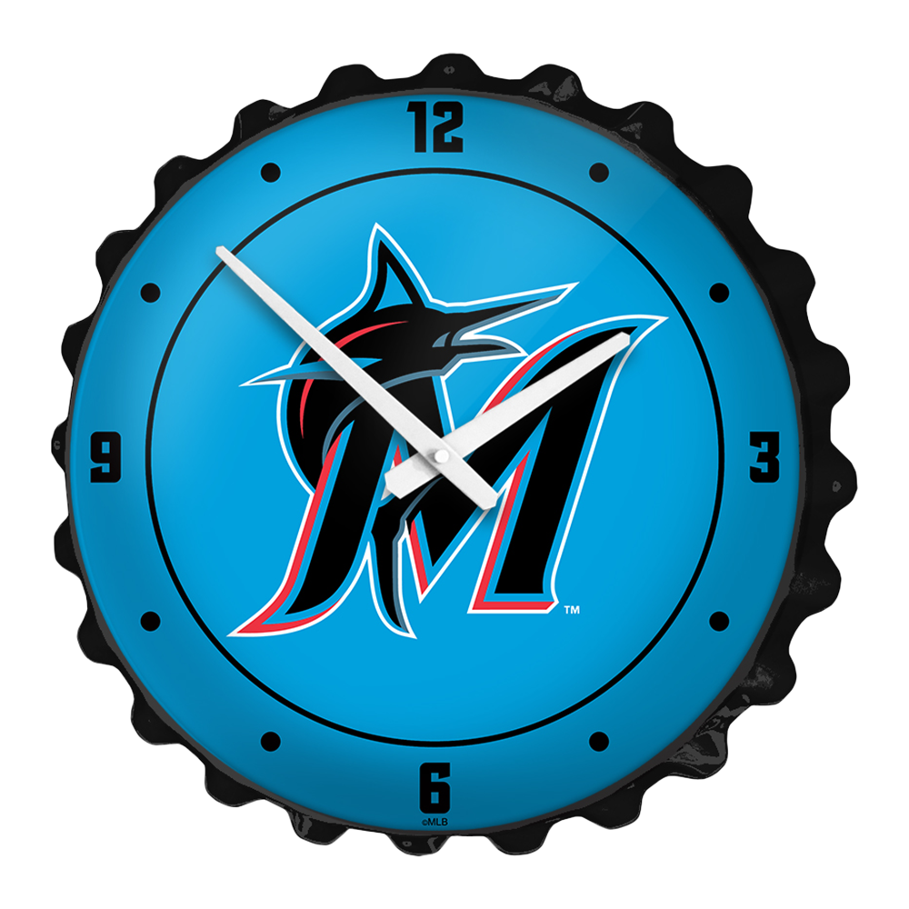 Miami Marlins Logo - Bottle Cap Wall Clock  