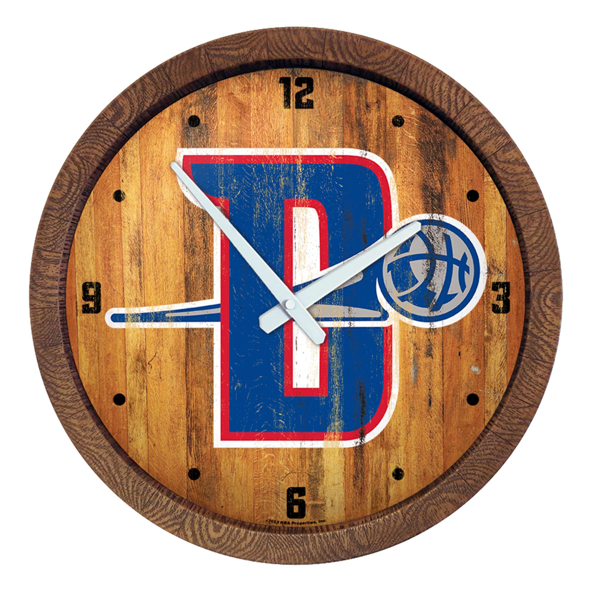 Detroit Pistons: Logo - "Faux" Barrel Top Clock    